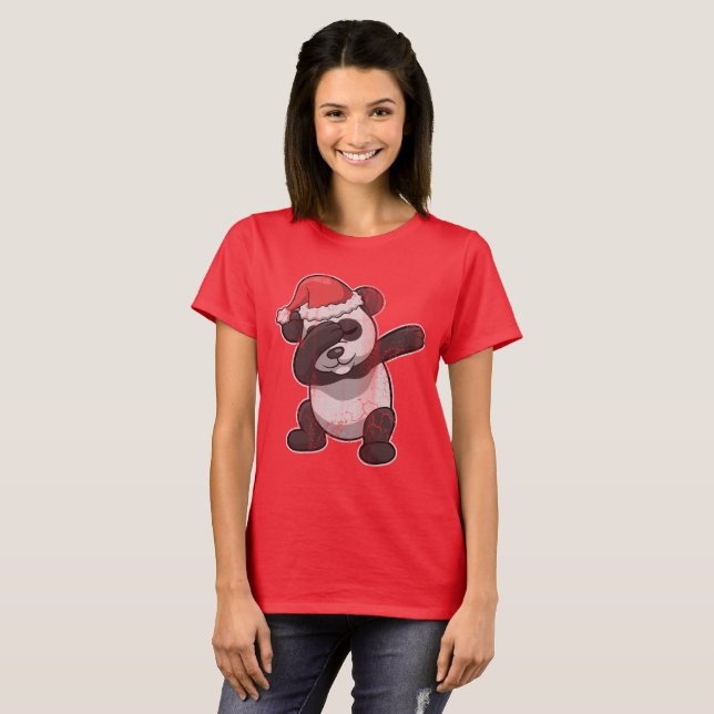 Dabbing Panda Bear Christmas T-Shirt (Front Full)