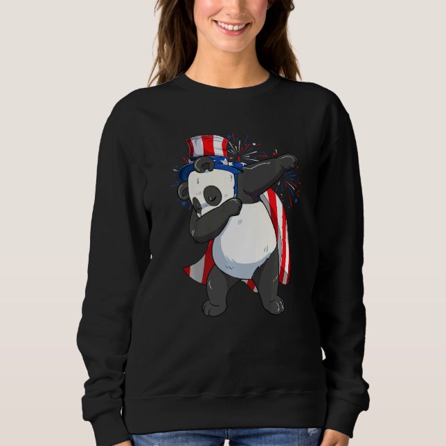 Dabbing Panda Bear With Uncle Sam Hat Usa Flag 4th Sweatshirt (Front)