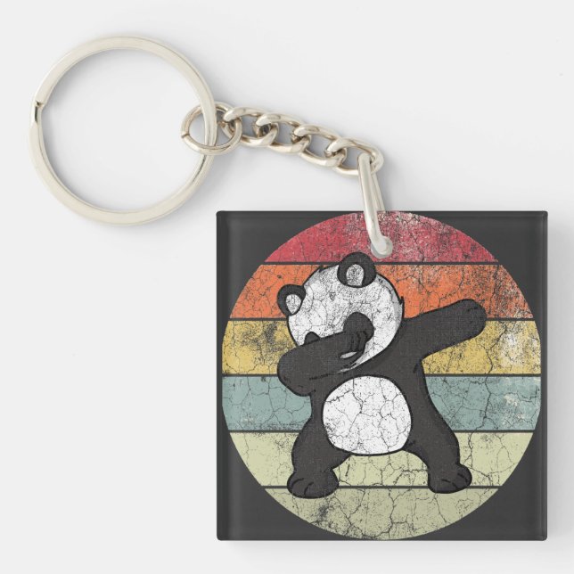 Dabbing Panda, Funny Panda  Key Ring (Front)
