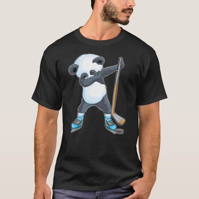 Dabbing panda Ice Hockey panda Kids Boys funny ice T-Shirt (Front)