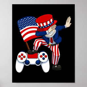 Dabbing Patriotic Gamer 4th Of July Video-game Con Poster