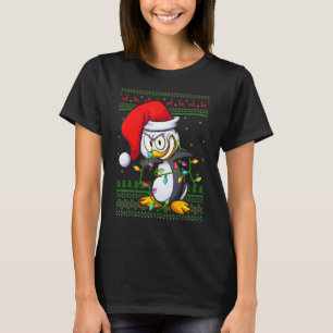 Dabbing Penguin Bird Xmas Lights Ugly Penguin Chri T-Shirt