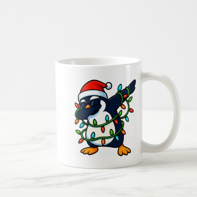 Dabbing Penguin Christmas Girls Xmas Lights Boys C Coffee Mug (Right)