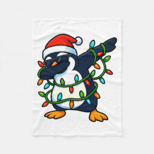 Dabbing Penguin Christmas Girls Xmas Lights Boys C Fleece Blanket