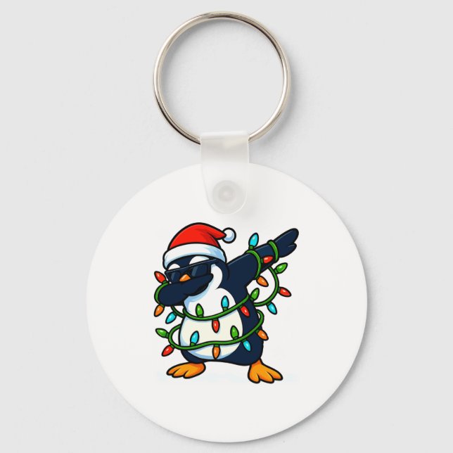 Dabbing Penguin Christmas Girls Xmas Lights Boys C Key Ring (Front)