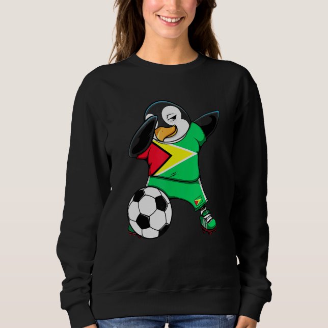 Dabbing Penguin Guyana Soccer Fans Jersey Flag Foo Sweatshirt (Front)