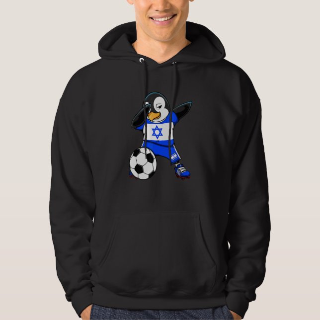 Dabbing Penguin Israel Soccer Fans Jersey Football Hoodie (Front)