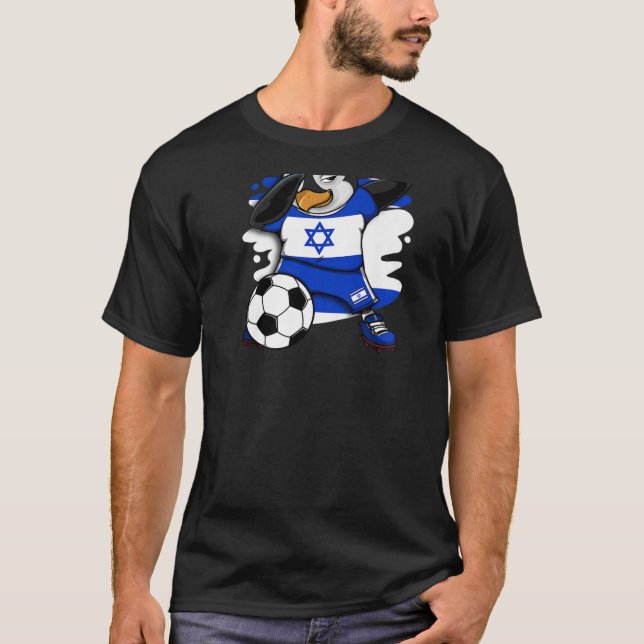 Dabbing Penguin Israel Soccer Fans Jersey Football T-Shirt (Front)