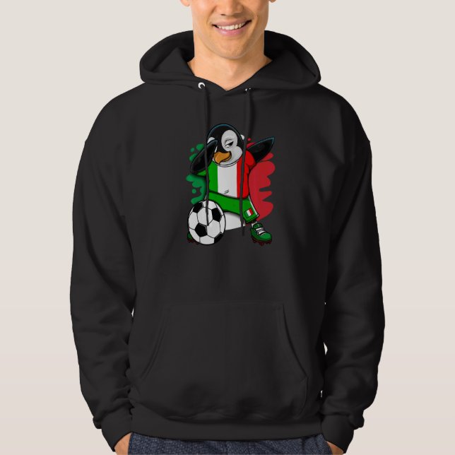 Dabbing Penguin Italy Soccer Fans Jersey Flag Foot Hoodie (Front)