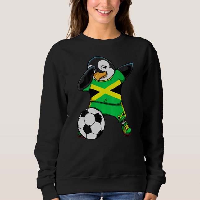 Dabbing Penguin Jamaica Soccer Fans Jersey Footbal Sweatshirt (Front)