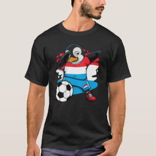 Dabbing Penguin Luxembourg Soccer Fans Jersey Foot T-Shirt