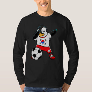 Dabbing Penguin South Korea Soccer Fan Jersey Foot T-Shirt