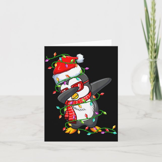 Dabbing Penguin Wearing Santa Hat - Penguin Lover  Card (Front)