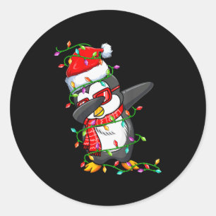 Dabbing Penguin Wearing Santa Hat - Penguin Lover Classic Round Sticker