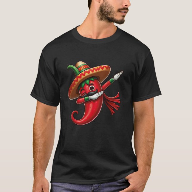 Dabbing Pepper Cinco De Mayo Mexican Pride Hot Jal T-Shirt (Front)