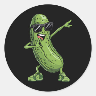 Dabbing Pickle Dancing Cucumber Funny Sungl Produc Classic Round Sticker