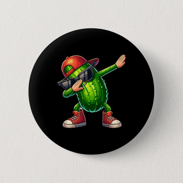 Dabbing Pickle Dancing Cucumber Lover Funny Pickle 6 Cm Round Badge (Front)