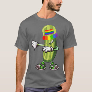 Dabbing Pickles Cucumber Funny Cucumber Rainbow Pr T-Shirt
