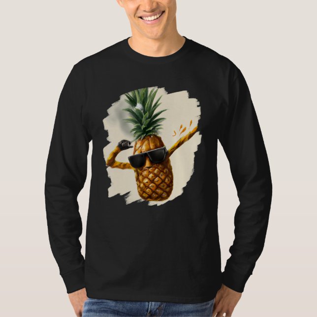 Dabbing Pineapple Aloha Sunglasses Beach Dance Haw T-Shirt (Front)