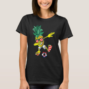 Dabbing Pineapple Croatia Flag Hrvatska Soccer Tea T-Shirt