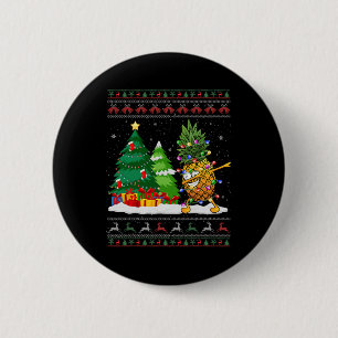 Dabbing Pineapple Lovers Santa Hat Ugly Christmas 6 Cm Round Badge