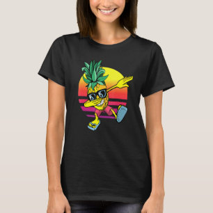 Dabbing Pineapple Sunglasses Vintage Sunset Holida T-Shirt