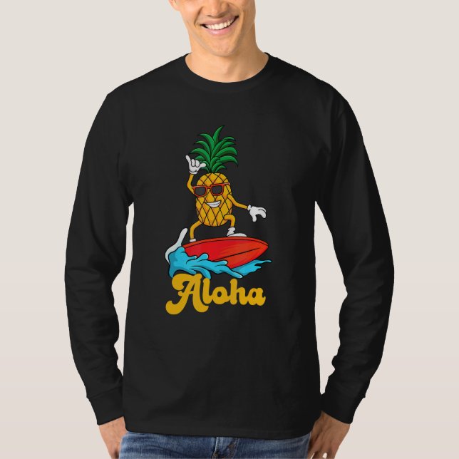 Dabbing Pineapple With Sunglasses Summer Surfing T-Shirt (Front)