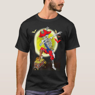 Dabbing Pirate Skeleton Dab Kids Halloween Costume T-Shirt