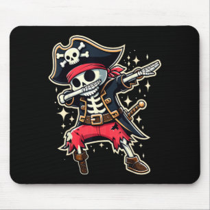 Dabbing Pirate Skeleton Funny Halloween Mouse Pad