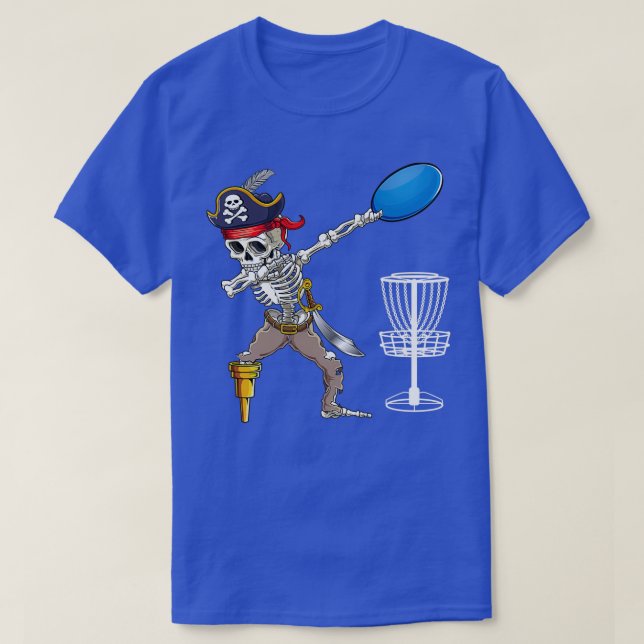 Dabbing Pirate Skeleton Shirt Cool Disc Golf Gift  (Design Front)