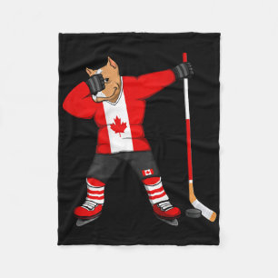 Dabbing Pitbull Canada Ice Hockey Lover Jersey Win Fleece Blanket