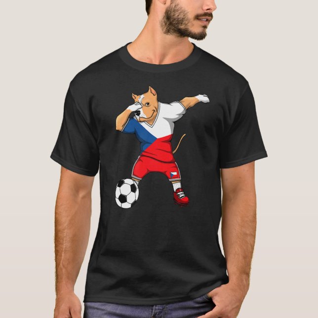 Dabbing Pitbull Czech Republic Soccer Fans Jersey  T-Shirt (Front)