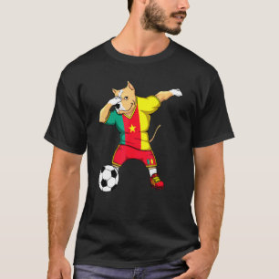 Dabbing Pitbull Dog Cameroon Soccer Fans Jersey Fo T-Shirt