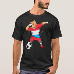 Dabbing Pitbull Dog Luxembourg Soccer Jersey Footb T-Shirt