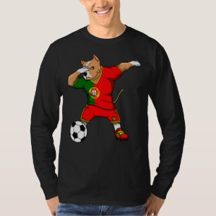 Dabbing Pitbull Dog Portugal Soccer T-Shirt
