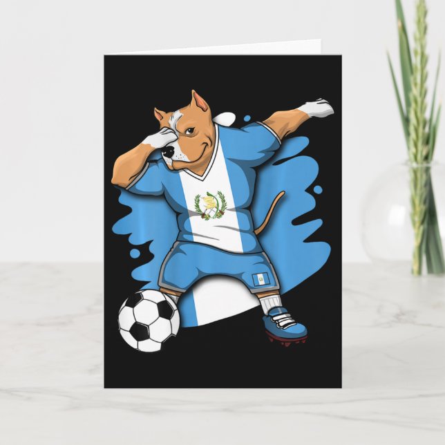Dabbing Pitbull Guatemala Soccer Lovers Jersey Foo Card (Front)