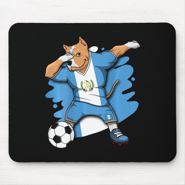Dabbing Pitbull Guatemala Soccer Lovers Jersey Foo Mouse Pad (Front)