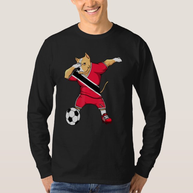 Dabbing Pitbull Trinidad And Tobago Soccer Fans Fo T-Shirt (Front)