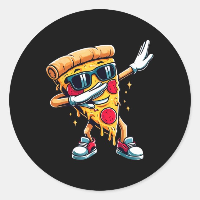 Dabbing Pizza Boys Girls Pizza Toddler Dancing  Classic Round Sticker (Front)