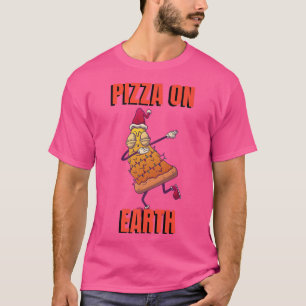 Dabbing Pizza Christmas Lights Santa Hat Xmas Paja T-Shirt