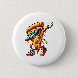 Dabbing Pizza Slice Fun Graphic Tee for Food Lover 6 Cm Round Badge