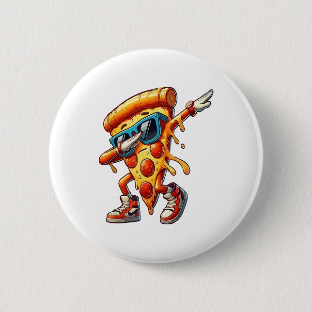 Dabbing Pizza Slice Fun Graphic Tee for Food Lover 6 Cm Round Badge (Front)