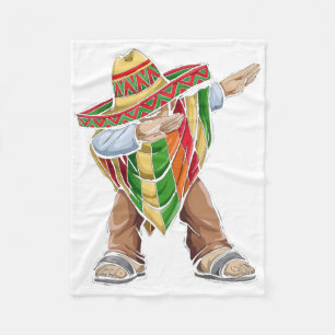Dabbing Poncho Cinco De Mayo Mexican Sombrero Fest Fleece Blanket