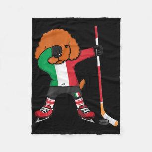 Dabbing Poodle Dog Italy Ice Hockey Fans Jersey Wi Fleece Blanket