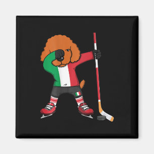 Dabbing Poodle Dog Italy Ice Hockey Fans Jersey Wi Magnet