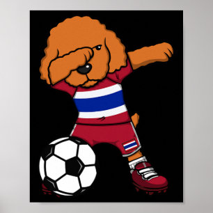 Dabbing Poodle Dog Thailand Soccer Fan Jersey Foot Poster
