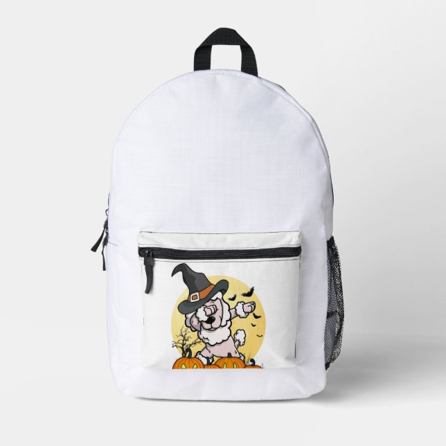 Dabbing Poodle Halloween Printed Backpack (Front)