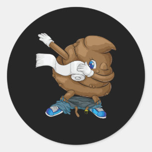 Dabbing Poop Cool Friendly Funny Pooping Gift Classic Round Sticker