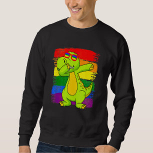 Dabbing Pridesaurus Rex Dinosaur LGBT Flag Gay Pri Sweatshirt