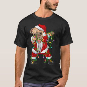 Dabbing Pug Dog Xmas Lights Pug Santa Christmas T-Shirt